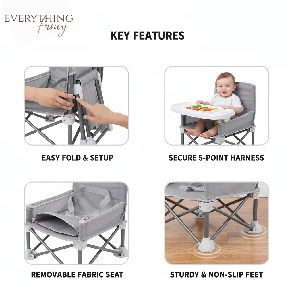 Portable Foldable Baby High Chair for Indoor & Outdoor Use